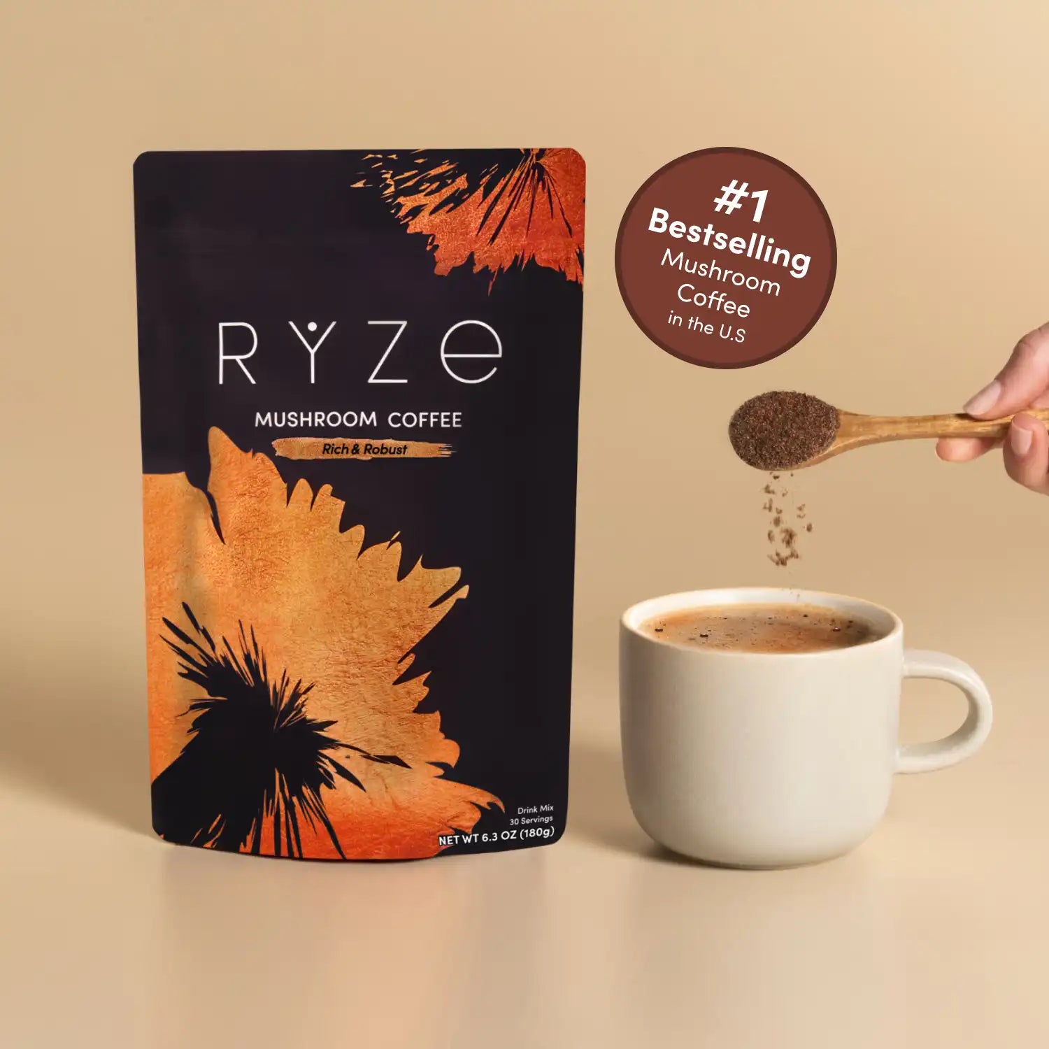 Mushroom Coffee Dark Roast (30 Servings) - Organic Coffee for Everyday Wellness